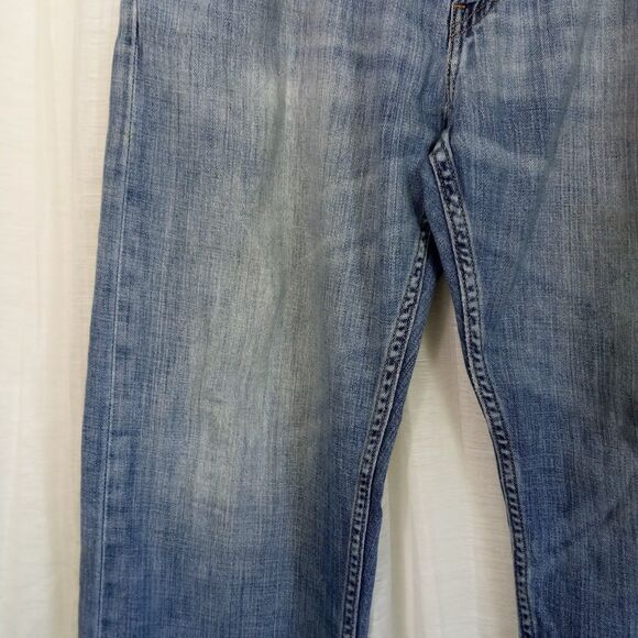 Levi's 505 Jeans 36 x 34 RED TAB High Waist Blue Denim Soft Distressed Holes Zip - Picture 8 of 14